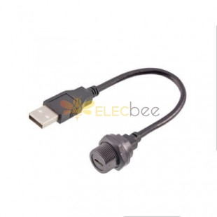 Receptáculo de montagem traseira fêmea micro USB à prova d'água para cabo sobremoldado macho USB 2.0 50 cm