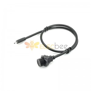 Cable sobremoldeado de receptáculo de montaje posterior macho a hembra Micro USB a prueba de agua 50 cm