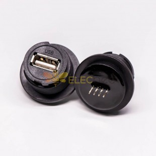 Conectores USB 2.0 Tipo A à prova d'água Montagem Frontal Fêmea Reto Soquete Montagem PCB
