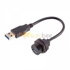 USB 3.0 Receptáculo Fêmea Impermeável para Macho Sobremoldado com Extensão de Cabo Cabo USB 50cm