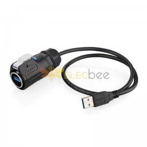 USB 3.0插頭帶線0.5米9芯 面板安裝 IP67 250V LP24型