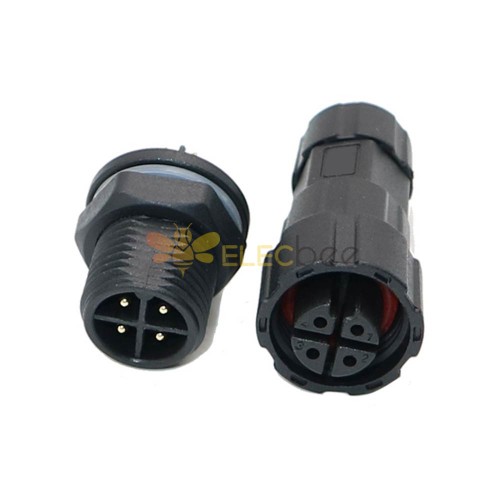 M16 Male-Female 4-Pin Front Nut Panel-Mount Waterproof Connector For Outdoor Communication