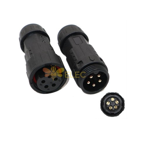 Conector impermeable M19 de 5 pines macho y hembra enchufe de aviación de potencia de soldadura a tope