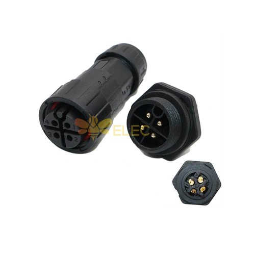 M19 Male and Female Aviation Plug 4-Pin Rear Mount Solder Type Plant Power Connector Nylon