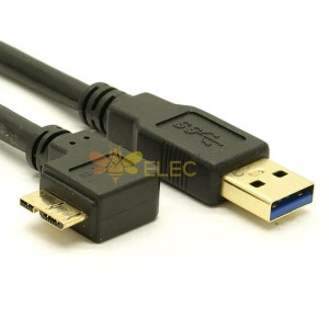 20 piezas Cable Micro B en ángulo macho a 3,0 chapado en oro tipo A Cable conector macho 0,5 m