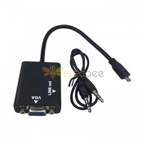 Micro HDMI a VGA macho a hembra cable de salida de audio 1080p adaptador de convertidor