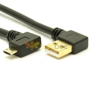 USB2.0A轉Micro B彎腳線90度鍍金公轉公線0.5米