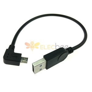 USB微型數據線彎腳90度2.0A轉Micro B 公頭USB數據線0.5米