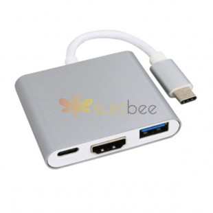 20pcs USB3.1 a HDMI + USB3.0 + tipo c Convertitore 3 in 1 Design ultrasottile Definizione rapida per telefono e Macbook