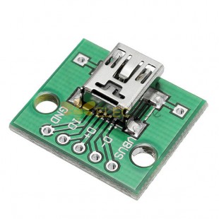 20 piezas USB a DIP hembra cabeza Mini-5P parche a DIP 2,54mm placa adaptadora