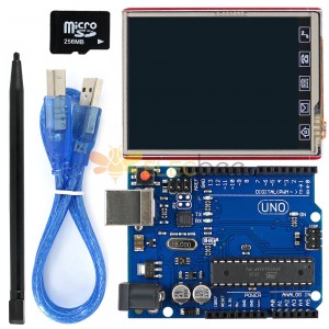 Escudo de tela tft lcd de 2,8 polegadas + placa uno r3 com cartão tf caneta de toque kit de cabo usb para uno mega2560 leonardo