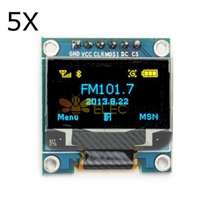5個0.96インチ6ピン12864SPI青黄色OLEDディスプレイモジュール