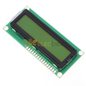 Modulo display LCD a 1602 caratteri con retroilluminazione gialla per Arduino - prodotti compatibili con schede Arduino ufficiali