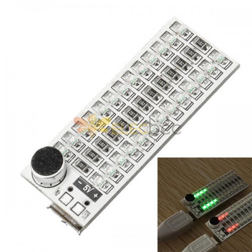 2x13 USB Mini Spectrum LED 板語音控制靈敏度可調 Green