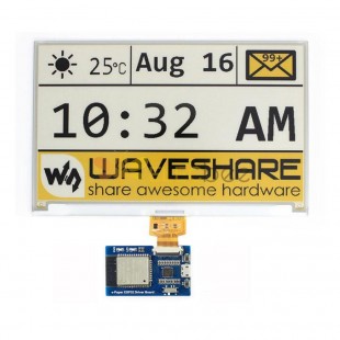 7.5寸裸電子紙屏+驅動板板載ESP8266模塊無線WiFi黃/黑/白顯示