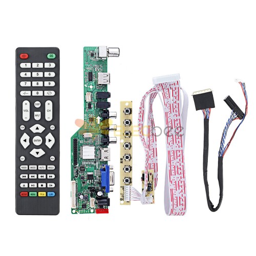 Signal numérique M3663.03B DVB-T2 Carte de pilote de contrôleur TV LCD universel TV/PC/VGA/HDMI/USB + bouton 7 touches + câble LVDS 1ch 6bit 40 broches