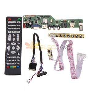 디지털 신호 M3663.03B DVB-T2 범용 LCD TV 컨트롤러 드라이버 보드 TV/PC/VGA/HDMI/USB + 7 키 버튼 + 2채널 6비트 40핀 LVDS 케이블