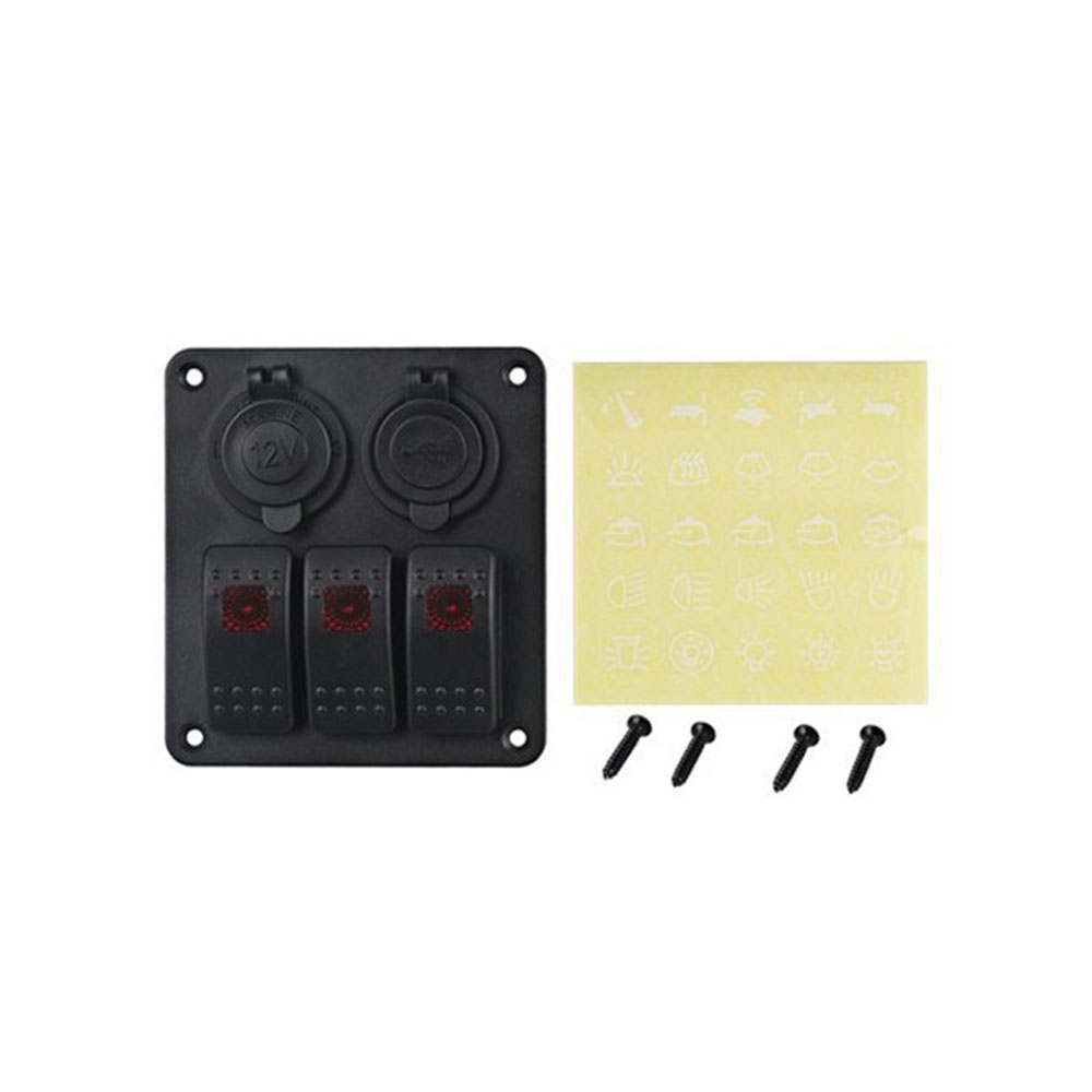 3 갱 콤보 로커 스위치 LED 빛 듀얼 USB 3.1A 자동차 요트 보트 모양의 담배 라이터 소켓 빨간불