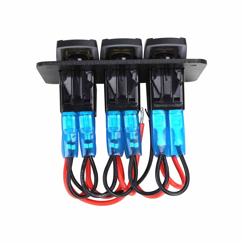 Interruptor de barco LED de aleación de aluminio multifuncional de 3 vías voltaje de 12-24V diseño de reinicio de bloqueo automático indicación de luz roja