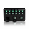 6 웨이 자동차 차량 토글 스위치 패널 담배 라이터 전압계 듀얼 USB 포트 전원 공급 장치 LED 녹색 불빛 DC 12V 24V