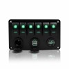 Panel de interruptor de palanca para vehículo automotriz de 6 vías, voltímetro para encendedor de cigarrillos, puertos USB duales, fuente de alimentación, luz LED verde, cc 12V 24V