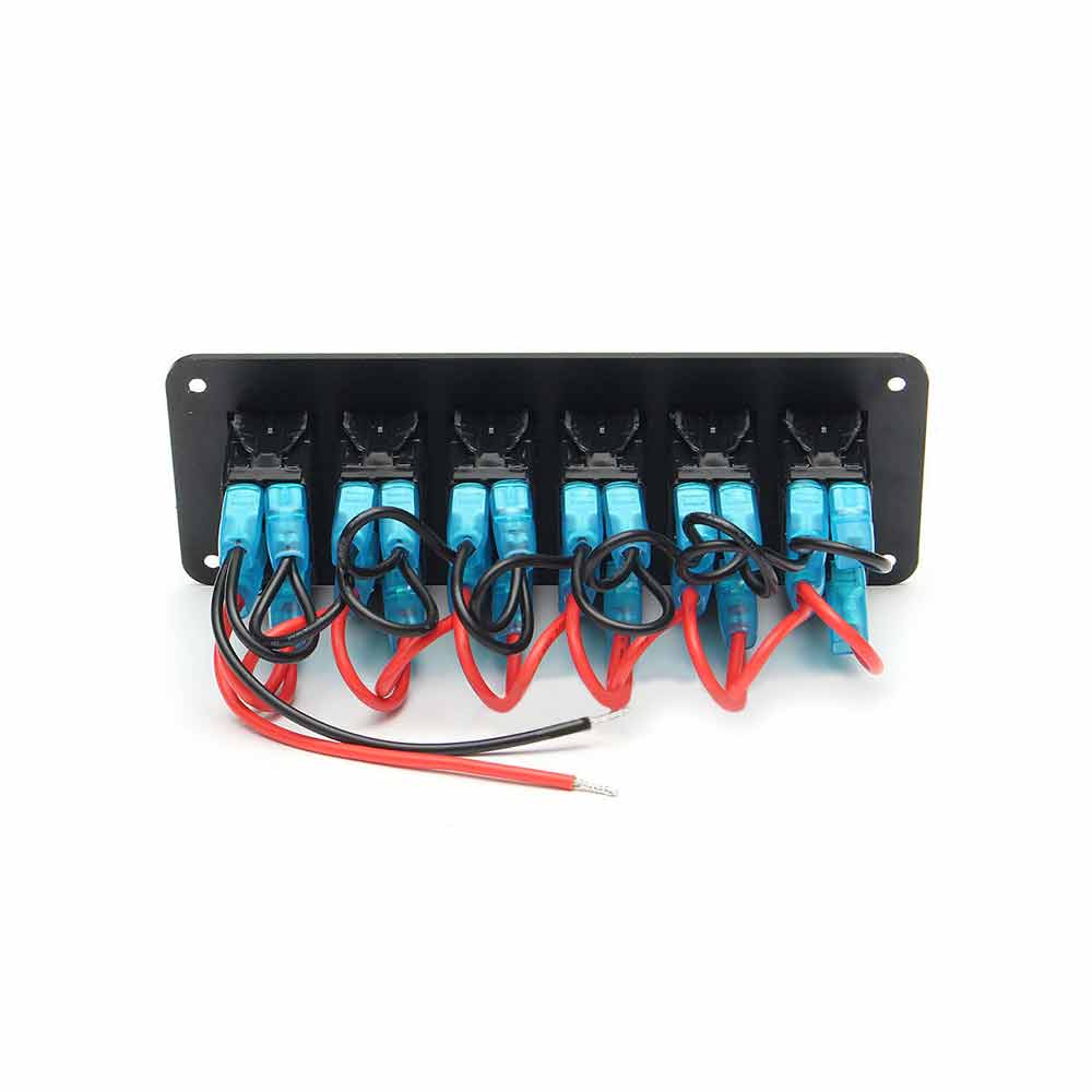 Panel de interruptor basculante de 6 vías para RV, coche, barco, yate, luces duales, Control de potencia, luz LED azul multifunción DC12V/24V