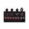 8 Gang Automotive Toggle Rocker Switch Panel Dual USB Power Supply Waterproof DC12V/24V Red LED Light