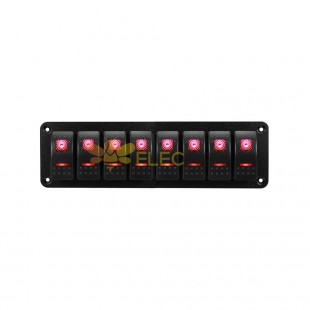 8 위치 범용 보트 로커 스위치 패널(LED 표시기 ON/OFF 12 24V 빨간색 표시등 포함)