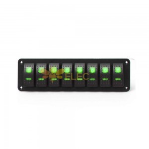 8 Way Rocker Switch Panel for RVs Cars Control Panel 12-24V Green LED