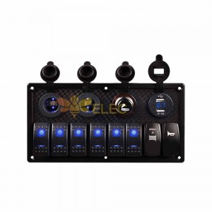 8 ウェイ RV 車ボートヨットロッカースイッチパネルフォグライト制御多機能 DC12V/24V 青色 LED ライト