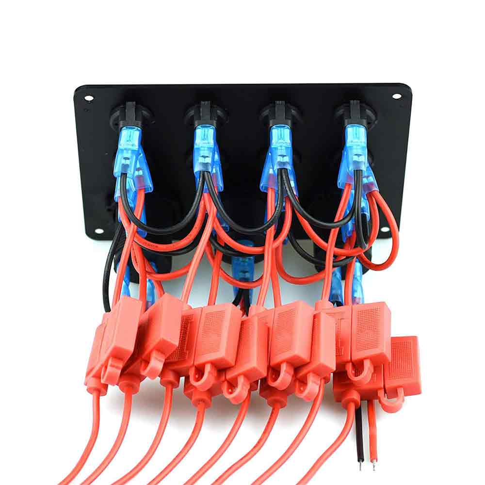 Car Boat 8 Way Cat Eye Switch Panel Combination Voltage Display 4.2A High Current Car Charger Red LED