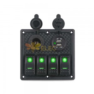 À prova dwaterproof água 4 vias luz de nevoeiro do carro interruptor balancim painel controle luz carregamento usb tomada energia luzes verdes