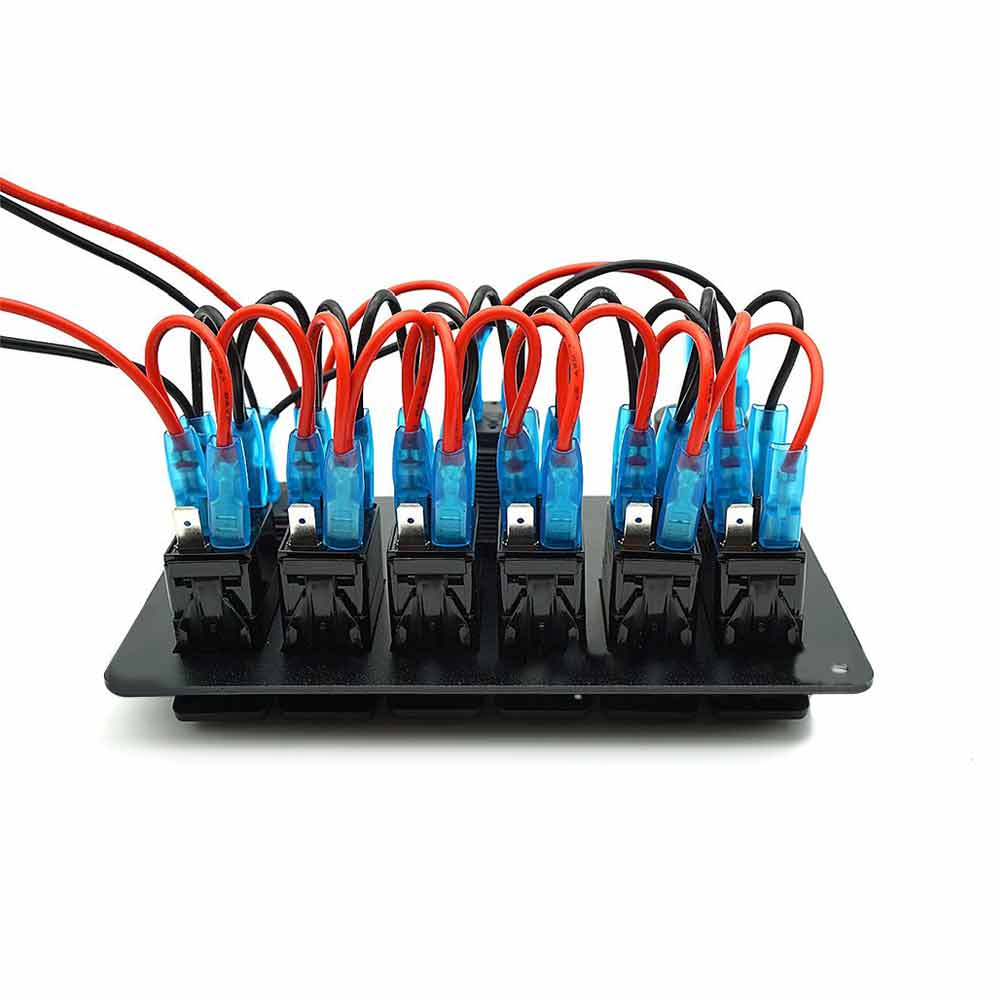 Panel de interruptor basculante automotriz de 6 entradas a prueba de agua, voltímetro para encendedor de cigarrillos, puerto USB Dual, luz LED roja DC12V/24V