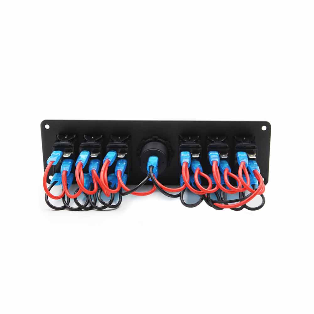 Panel de interruptor de palanca resistente al agua, 6 vías, RV, barco, yate, combinación de Control de luz antiniebla, voltímetro, pantalla de color, retroiluminado con LED, 12V