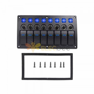 Yacht RV Modification 8 Key Boat shaped Single Light Switch Panel with Relay Overload Protection 3PIN Blue Light