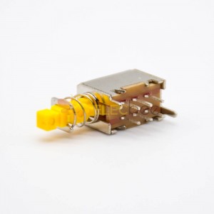 Interruptor de empuje amarillo en ángulo a través de doble polo doble tiro (DPDT) PS-22E05 50VAC 0.3A 8P PS-22E05