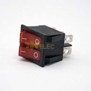 2 Wippschalter mit Licht LED KCD6N-201 Gerader Doppelschalter 4 Pin 2 Position Lötkabel Panelmontage