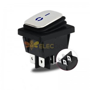 Interruptor de alavanca azul LED KCD4 para barco 30A em aço inoxidável