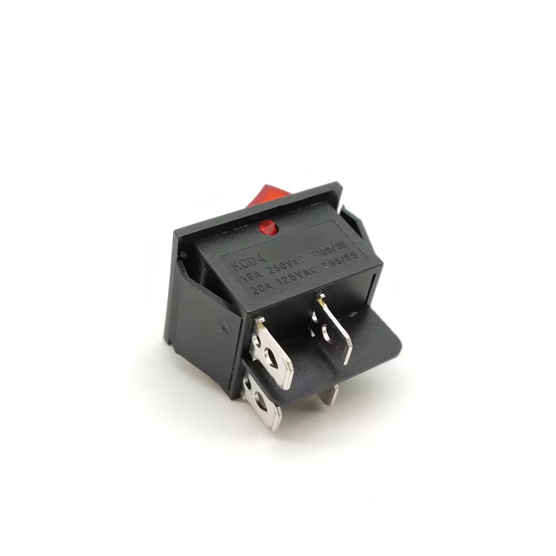 Alimentazione Rocker Switch Pin Solder Cavo KCD4N-201 Con Light LED Straight Panel Montaggio 2 Posizione