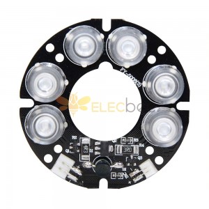 30 peças branco 6 * LED IR LED placa de luz infravermelha para câmera de CFTV visão noturna 53mm 850nM DC12V