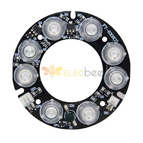 3pcs 8 * LED IR 10m-30m DC12V PCB Board 63x33mm Infrared Light Board Night Vision pour CCTV IR Bullet Camera