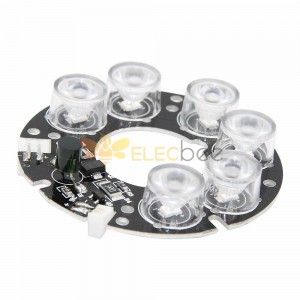 Panneau de lumière infrarouge blanc 6 * LED IR LED pour caméra CCTV Vision nocturne 53mm 850nM DC12V