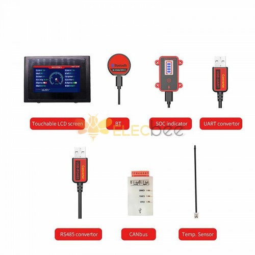 Smart BMS Accessory bluetooth Module USB to UART/RS485 Cable CANbus Module Power Display Panel Touch LCD Screen