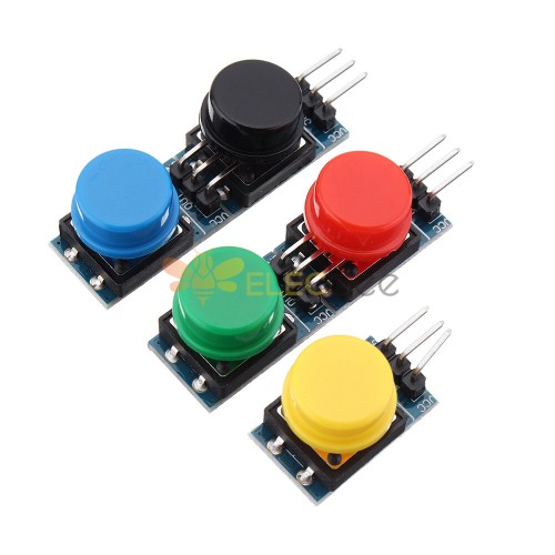 5 pièces 12x12mm Module de commutateur à clé interrupteur tactile bouton poussoir non verrouillable avec capuchon rouge/noir/jaune/vert/bleu