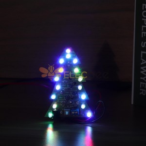 조립 된 USB 배터리 전원 크리스마스 트리 16 RGB LED 색상 빛 전자 PCB 장식 나무 어린이 선물 일반 버전