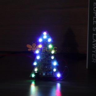 Árbol de Navidad con batería USB ensamblada, luz LED de 16 colores RGB, decoración electrónica de PCB, árbol, regalo para niños, versión ordinaria