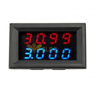 3pcs 0-33V 0-3A Four Bit Voltage Current Meter DC Double Digital LED Red+Blue Display Volt Meterr Ammeter