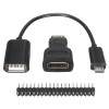 10 conjuntos 3 em 1 mini adaptador hd para hd + cabo de alimentação micro usb para usb fêmea + kits de pinos 40p para raspberry pi zero