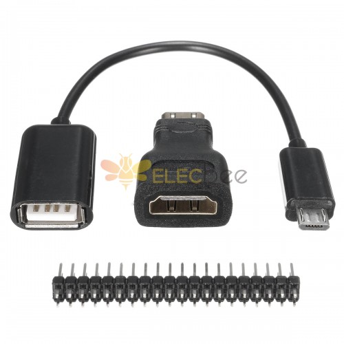 10 conjuntos 3 em 1 mini adaptador hd para hd + cabo de alimentação micro usb para usb fêmea + kits de pinos 40p para raspberry pi zero