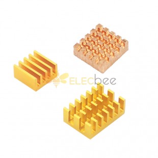 1x Copper + 2x Aluminum Gold Radiator with Back Glue for Raspberry Pi Case